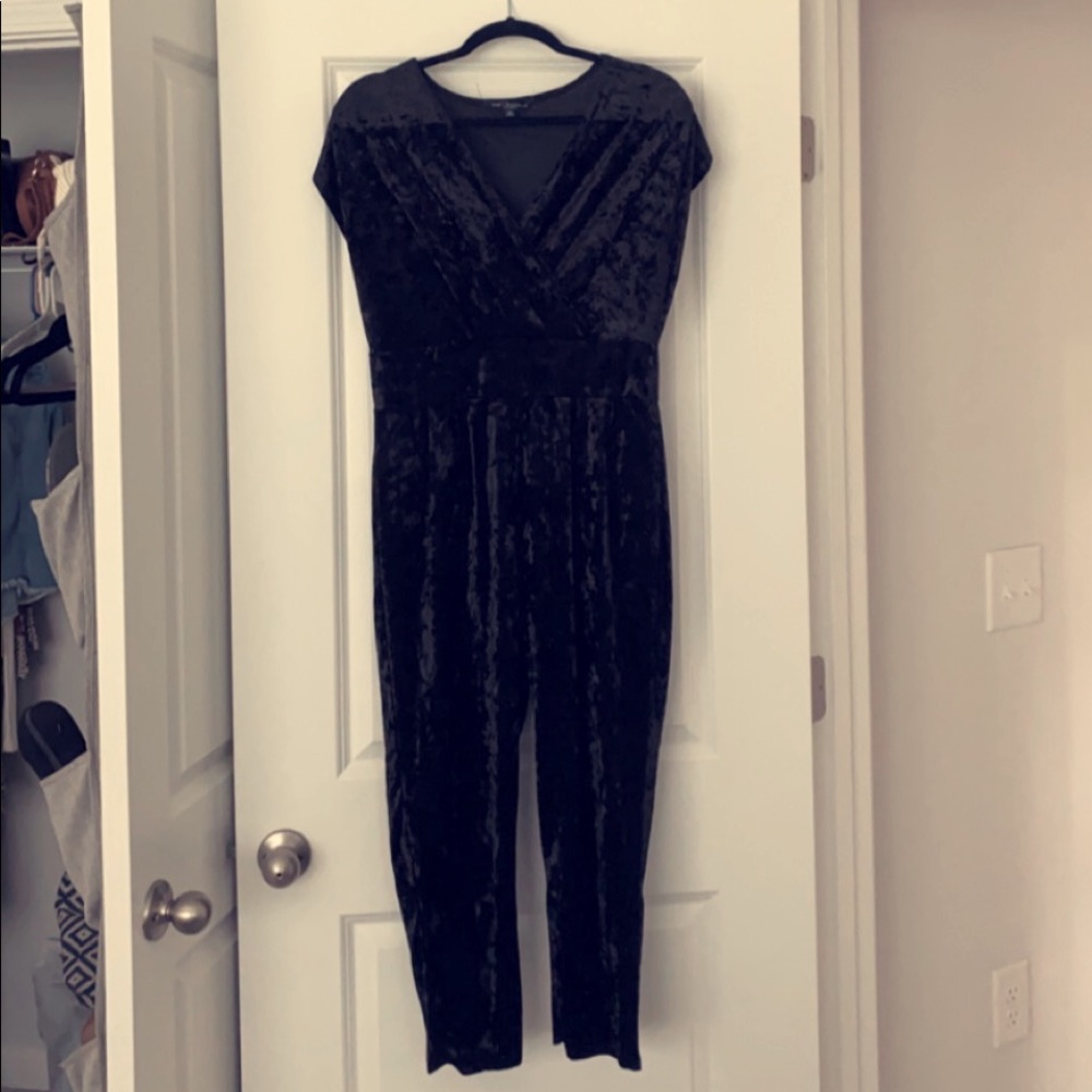 Velvet Black Short Sleeve Jumpsuit